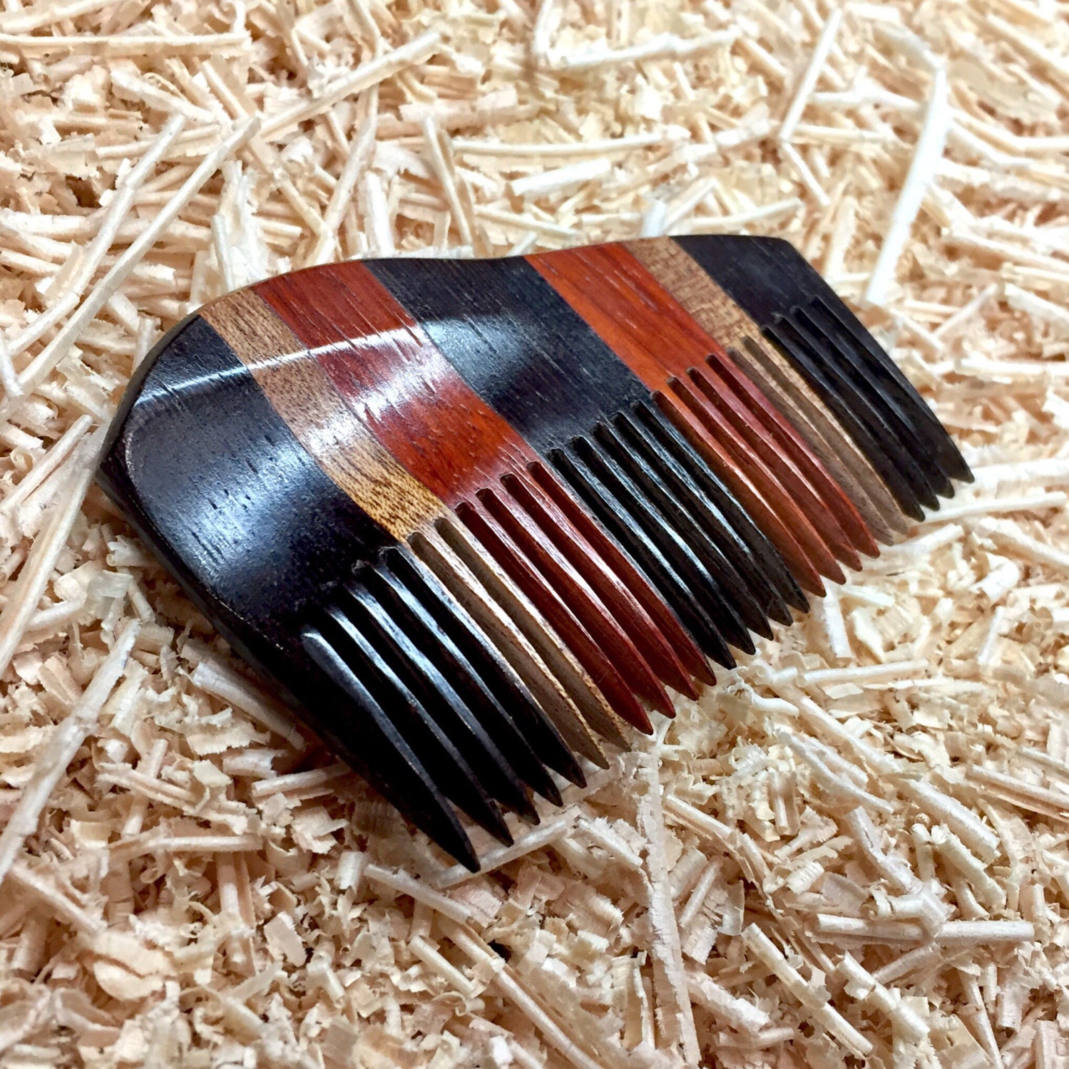 Wooden Beard Comb Pick // Wenge Padauk Sapele // Handmade Wood