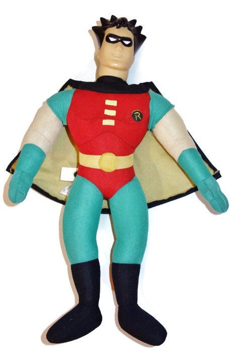 Vintage 14 DC Comics Robin Toy Doll Plush Body Vinyl