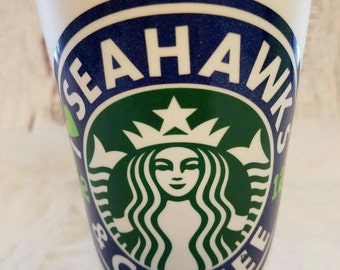 Seahawks, I <3 SEAHAWKS & COFFEE,Starbucks, Seahawks cup, Seahawks Starbucks cup, Coffee cup, Reusable Starbucks cup