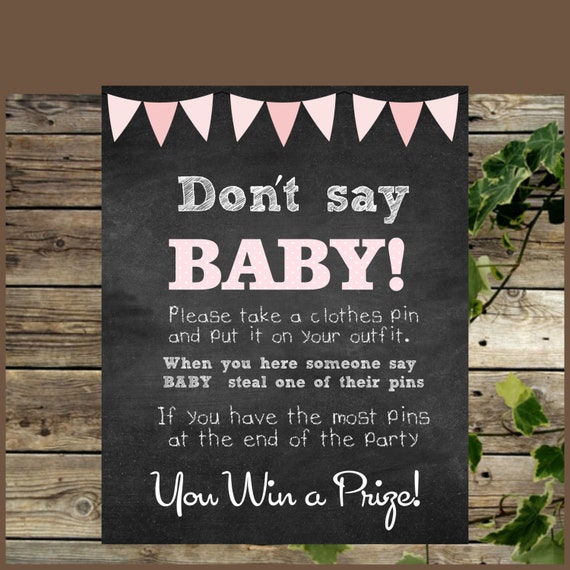 Don't Say Baby Sign Baby Shower Game Printable by IsiDesigns