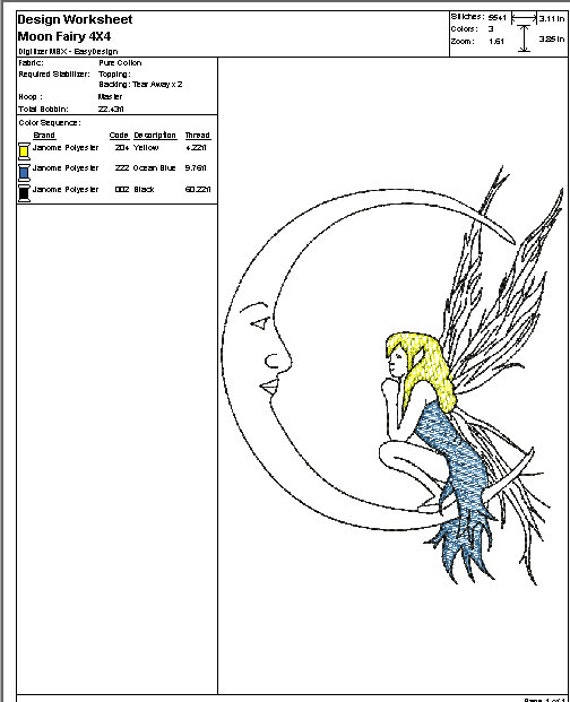 Embroidery digital file moon fairy by dixiecharmm on etsy Embroidery digital file moon fairy by dixiecharmm on etsy