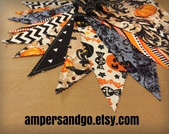 SALE Halloween Banner Halloween Bunting Black Orange Pennant Flag Garland Party Decor Photo Prop Backdrop Pumpkins Cats Bats Trick or Treat