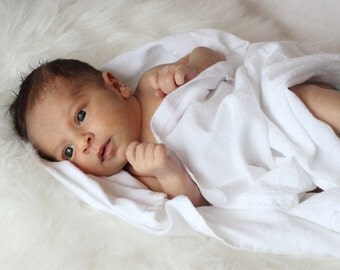 Plain White Swaddle - Baby Blanket - Swaddle Blanket - 100% Natural Cotton - Lightweight