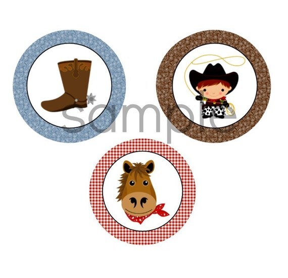 INSTANT WESTERN THEME Cowboy Cupcake Toppers Cupcake Topper