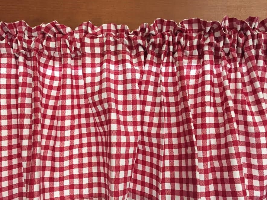 Country Red Gingham Kitchen Valance Extra Wide 72