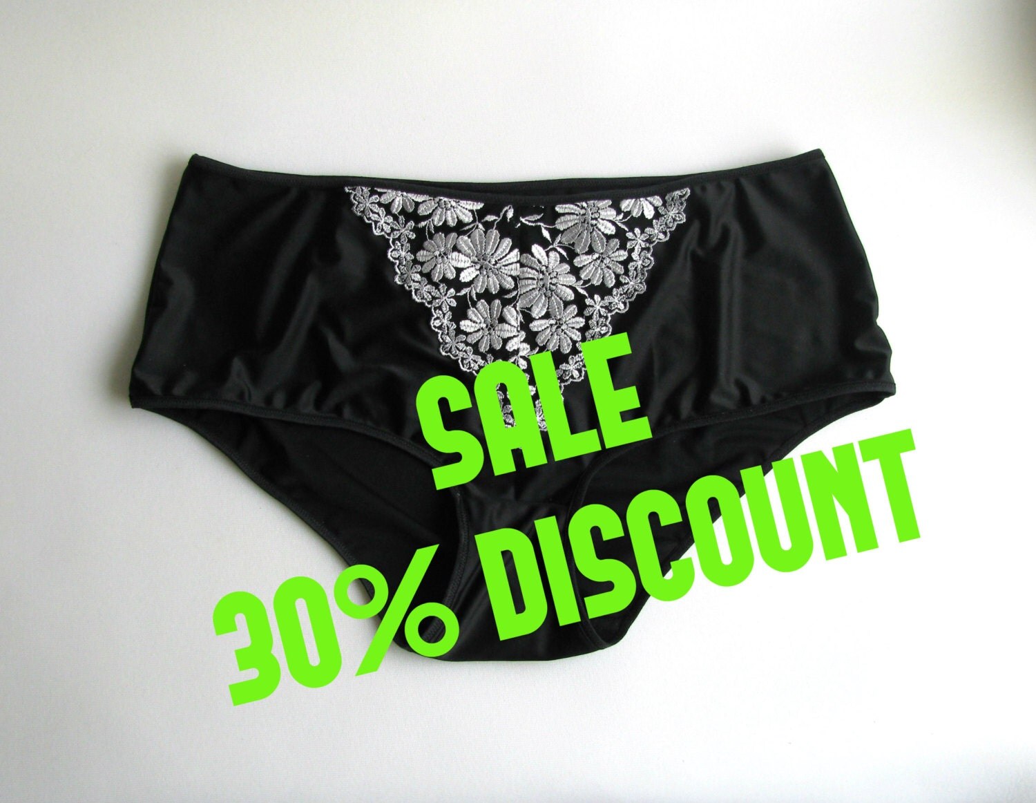 SALE Classic style plus size panties. Delicate material black