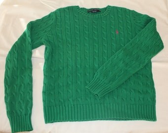 Ralph Lauren Green Cable Knit Sweater size 12