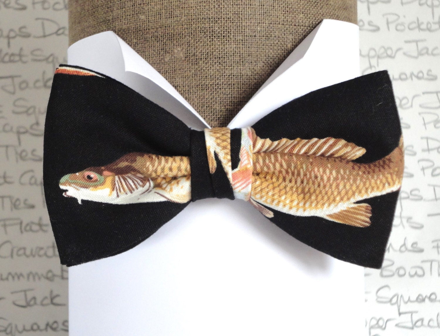 Fish print bow tie bow ties for men bow tie pre tied bow