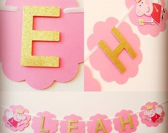 Peppa pig birthday banner, peppa pig party decorations, peppa pig birthday party, peppa pic decor