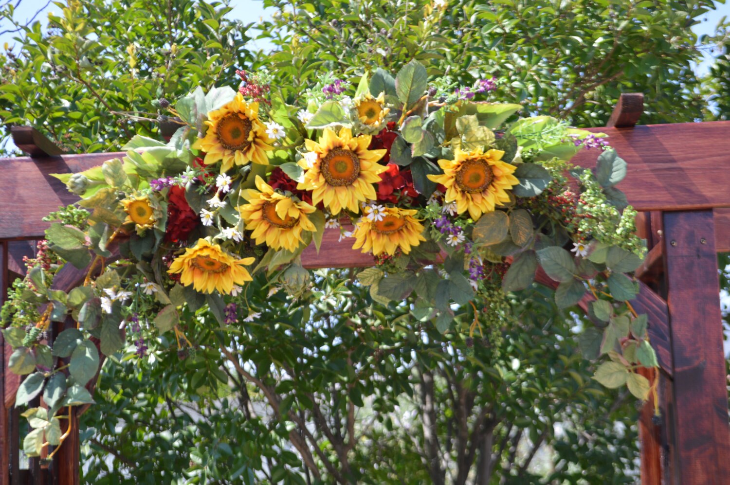 Wedding Arch Rustic Sunflower Swag Wedding Swag Sunflower