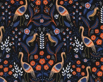 Rifle Paper Co Fabric - Cotton Fabric by the yard - Modern quilt fabric - Cotton and Steel Fabric - Tapestry in Black - Fat Quarter