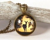 Deer pendant - deer silhouette necklace - woodland deer - animal jewelry - woodland pendant - wildlife necklace - nature inspired - forest Deer pendant - deer silhouette necklace - woodland deer - animal jewelry - woodland pendant - wildlife necklace - nature inspired - forest