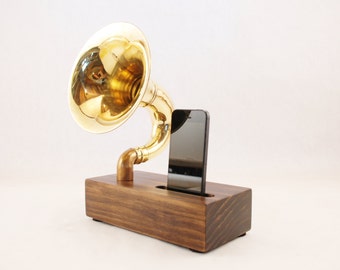 Acoustic Speaker, iPhone Speaker for iPhone 4/5/6, Horn Speaker, Passive Speaker, Portable Speaker, Music Player, Steampunk Speaker, Speaker