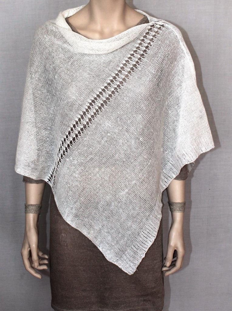 Summer Ponchos women pure linen poncho Linen white knitted