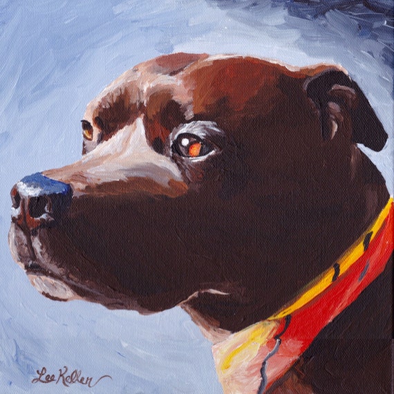 Pit bull art print from original painting