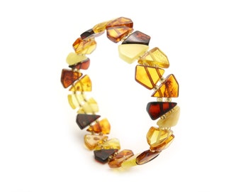 Amber Beaded Bracelet - Amber Stretch Bracelet - Multicolored Amber Bracelet - Beaded Bracelet - Amber Bracelet - Amber Jewelry -DO-101