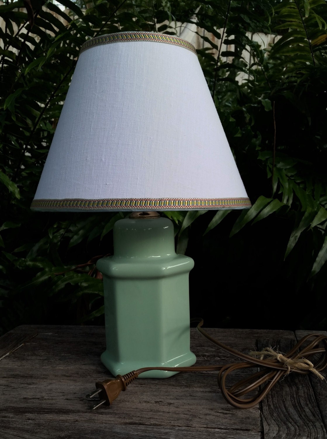 Lamp Mint Green Glass Custom Lampshade White by VeroLampshades
