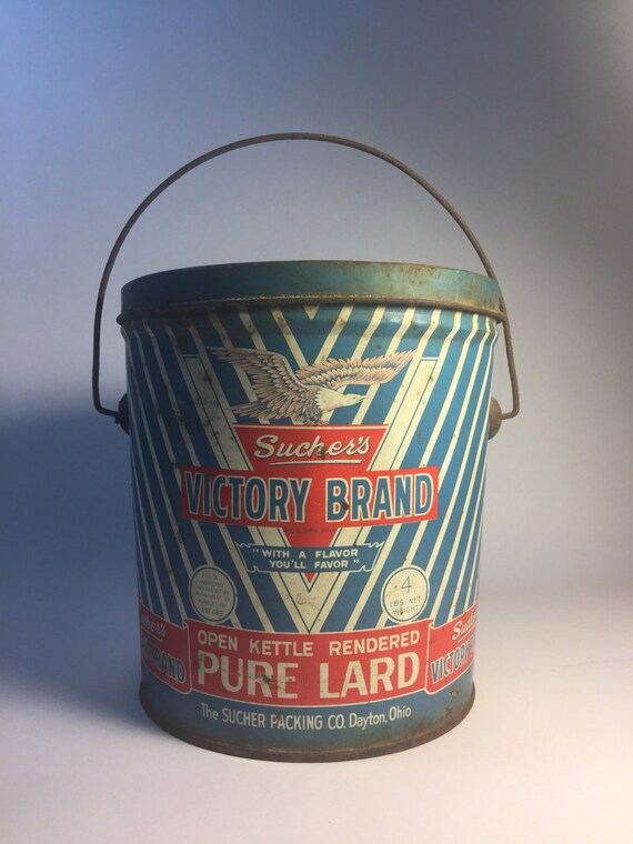 Items similar to Antique Sucher's Victory Brand Lard Tin on Etsy