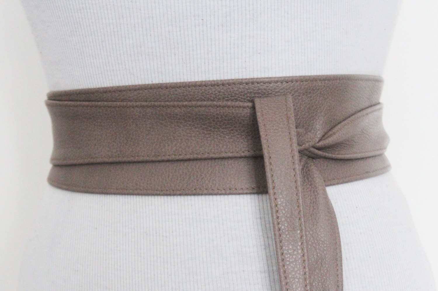 Taupe Brown Leather Obi Belt Leather tie belt Real Leather