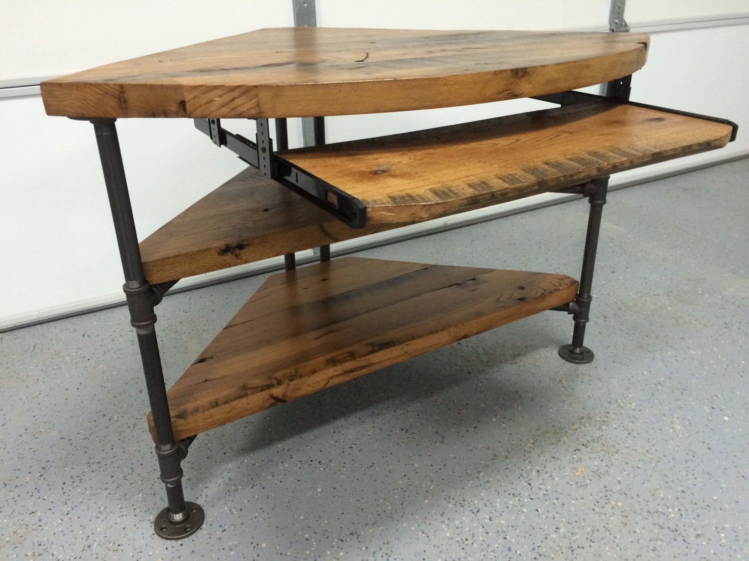 Reclaimed Wood Corner Table Desk Solid Oak W/ Black Iron Pipe room decoration color, room decoration cheap, room decoration examples, and room decoration modern Reclaimed Wood Corner Desk 1125 x 1500