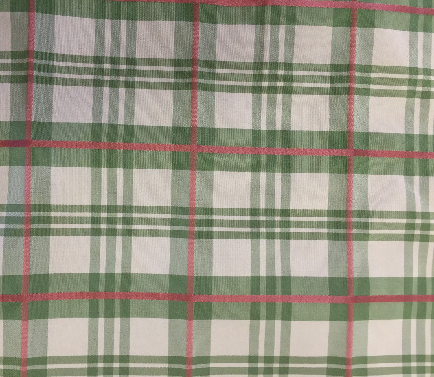 Pink/Green Plaid Upholstery Fabric by the Yard