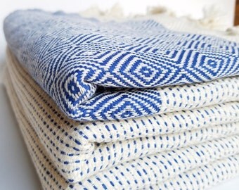 BOHO BLANKET, Turkish blanket, Turkish towel, bedspread, festival blanket, fringed throw, beach blanket, picnic blanket, jacquard, handmade