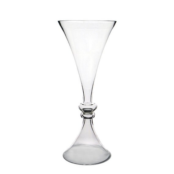 Tall 20 inches Trumpet Clear Reversible Glass Vase flare