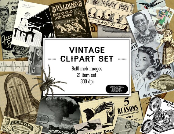 Vintage Ephemera Clipart Images Retro Image Clippings of Old