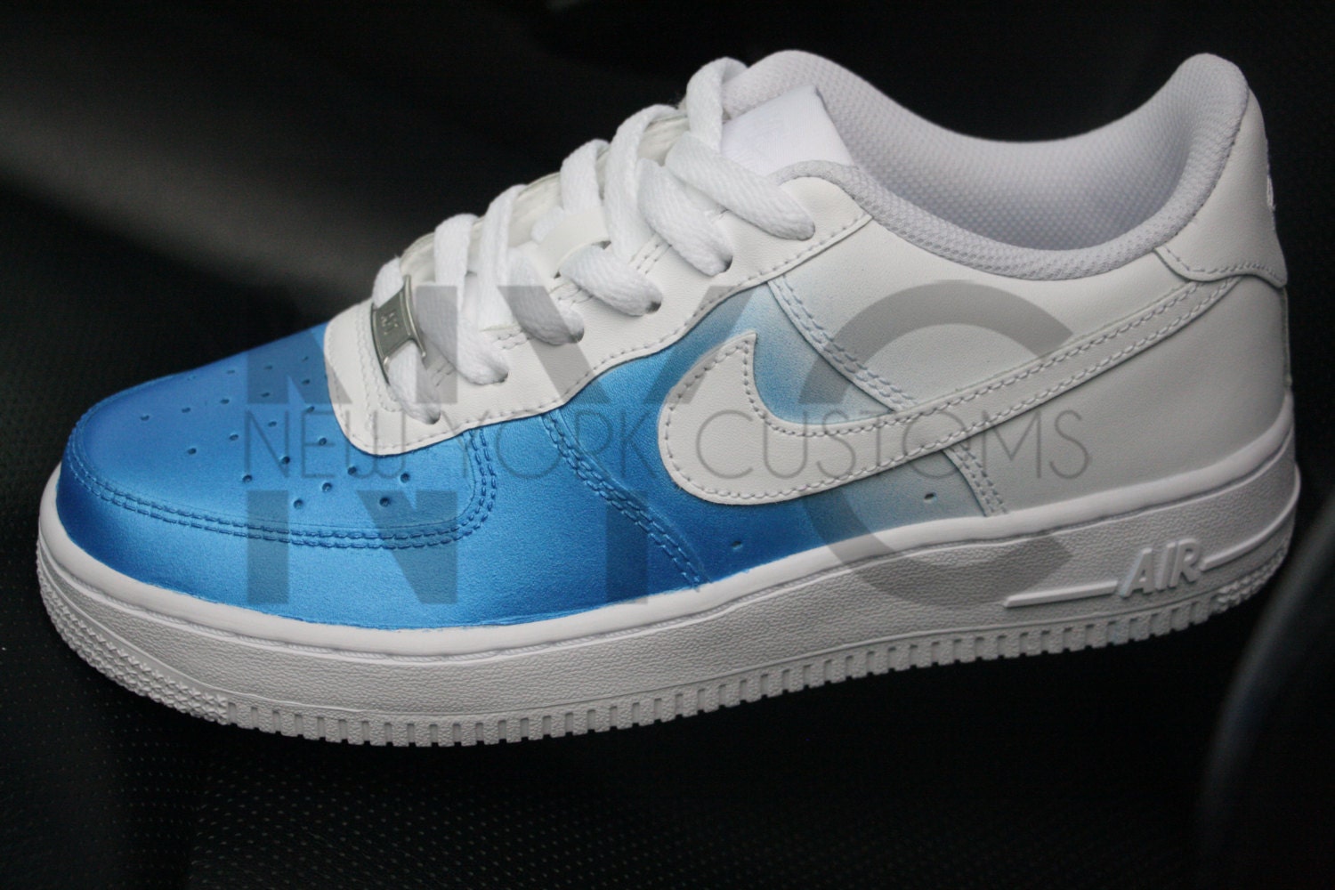 blue and black air force ones