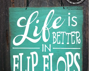 beach decor, beach house, flip flop sign, beach decorartion, beach sign, beach decor, beach house decor, Life is Better in Flip Flops, 84/87