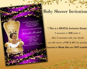 Purple And Gold Royal Baby Shower Invitations 10