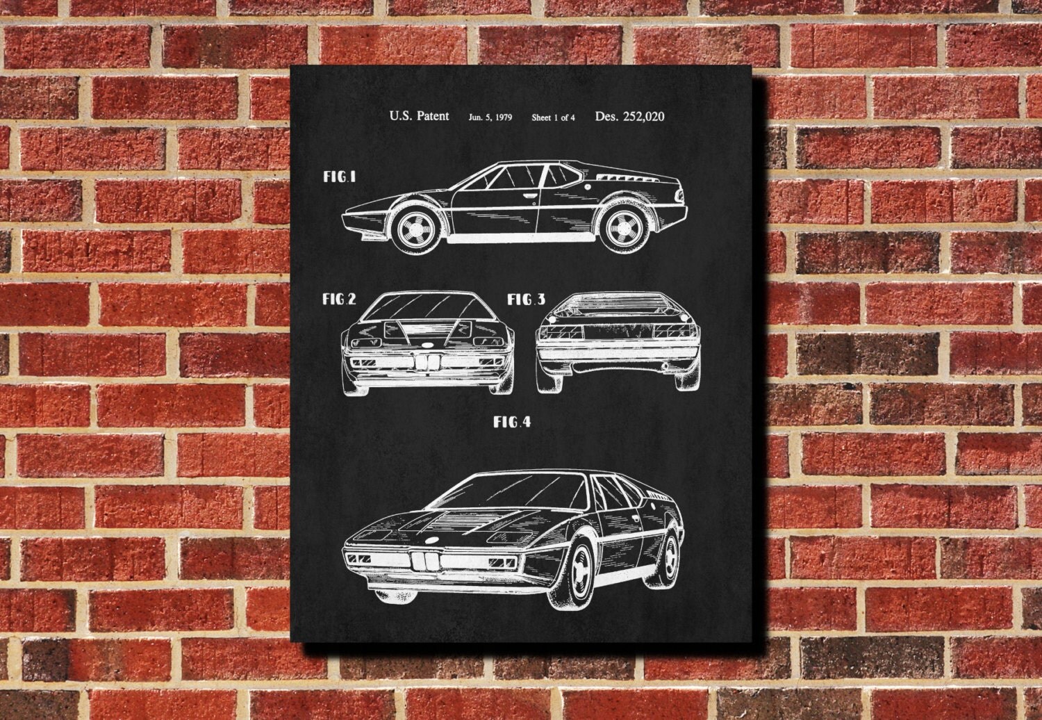 Car Patent Print BMW M1 Blueprint Poster Car Print Mechanic