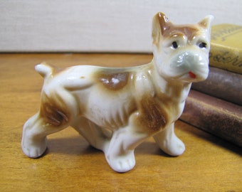 Items similar to Miniature Porcelain Dog Figurine Colorful Painted ...