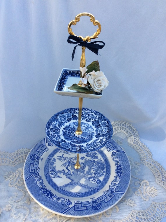 3 tier cake stand 3 tier serving tray blue white cake stand 3 tier cake stand 3 tier serving tray blue white cake stand
