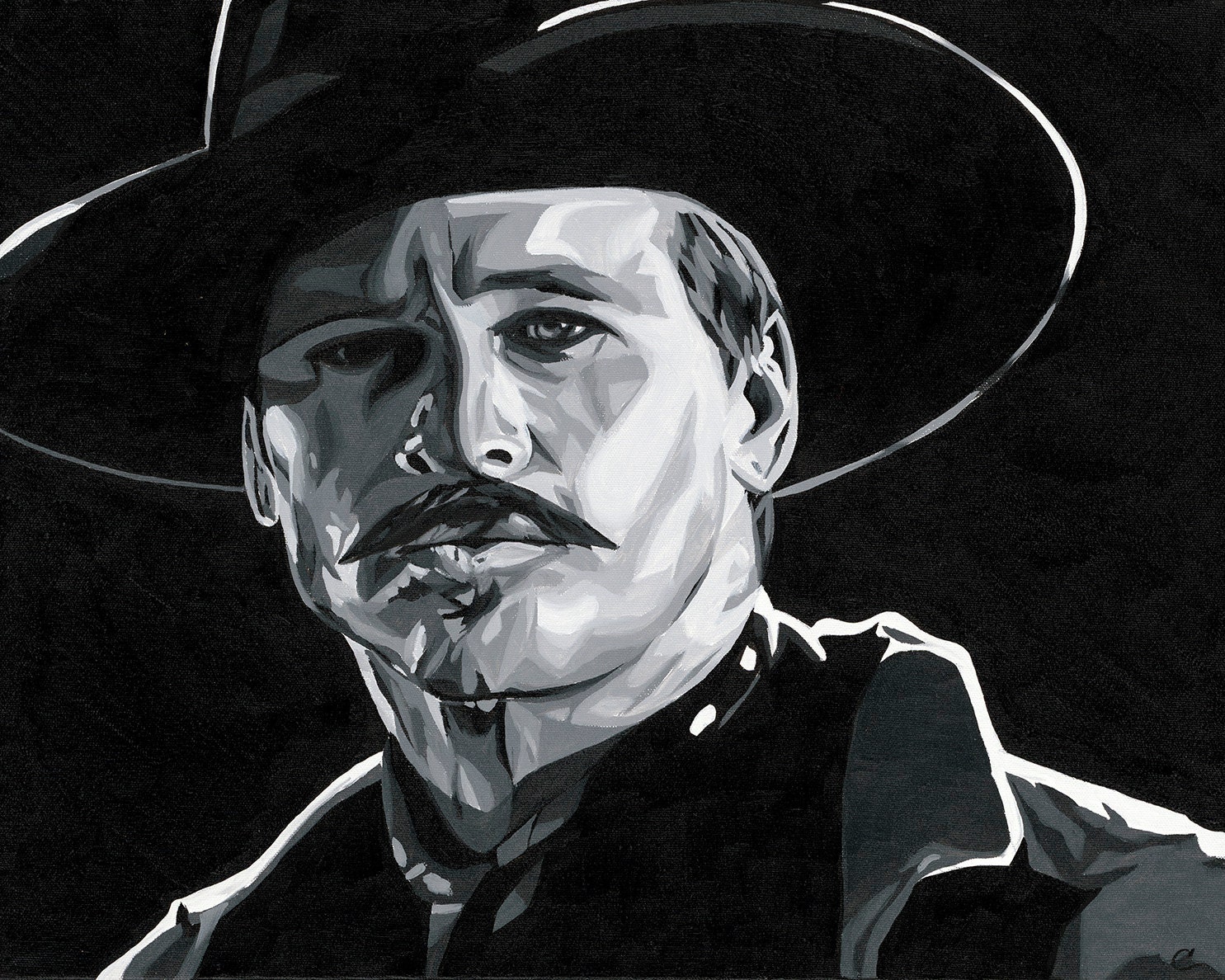 Doc Holliday Val Kilmer Original Painting Print 12 x 18