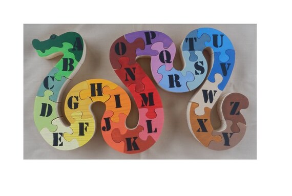 wooden alphabet snake puzzle