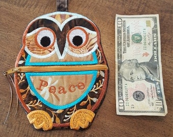 Owl coin purse, Owl pouch, Owl bag, shipping free within US