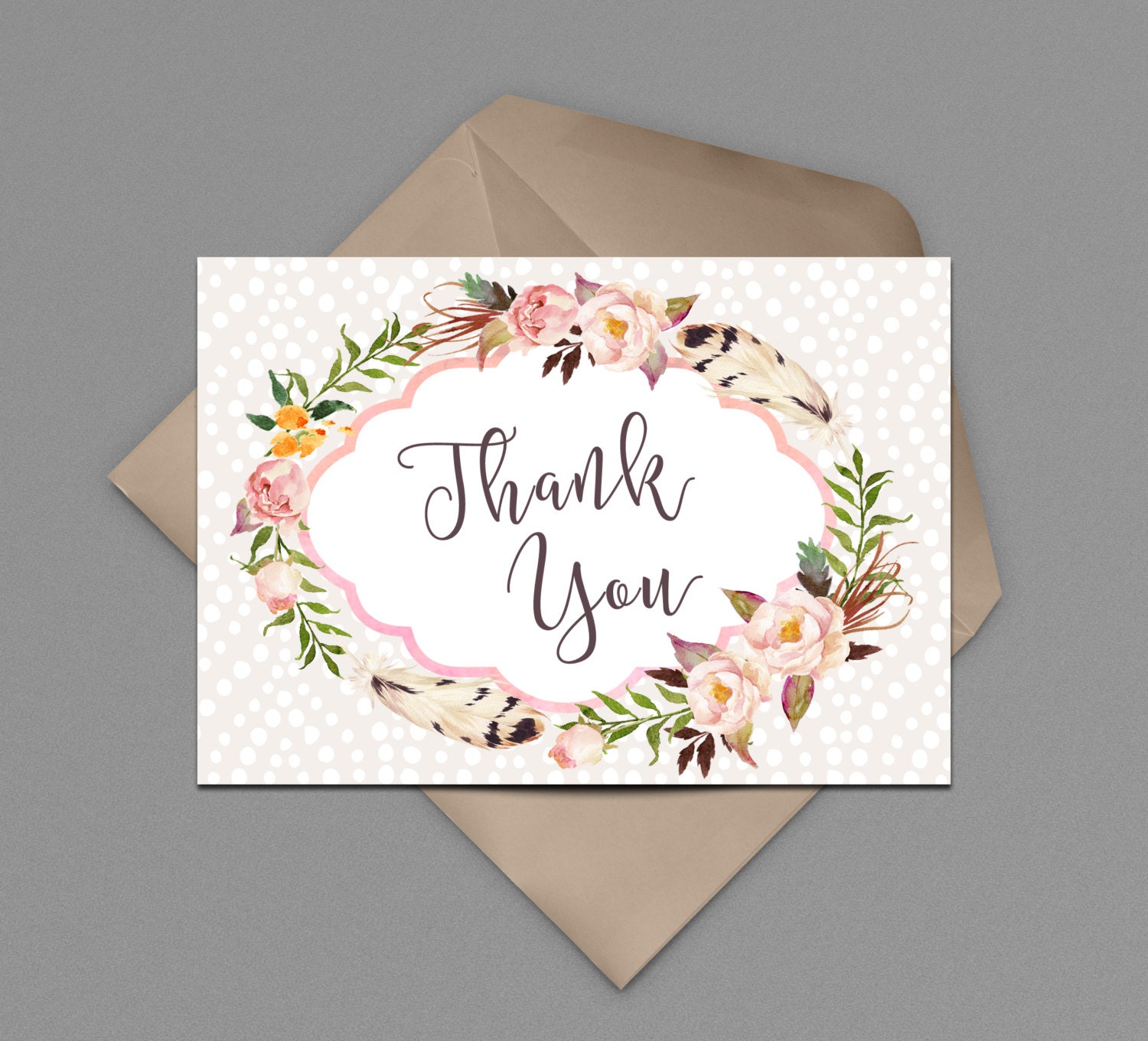 Thank You Card Printable Instant Download Baby Shower Thank