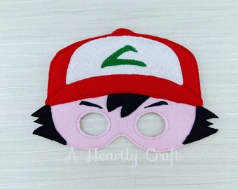 Pokemon Trainer Ash Ketchum Felt Mask for Celebration Birthday Halloween Fancy Dress Up Masks