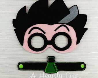 PJ Mask Romeo Mask and Mad Scientist Beaker Bracelet Set - Pretend Play - Halloween Costume - Party Favor - Rts - Ready To Ship