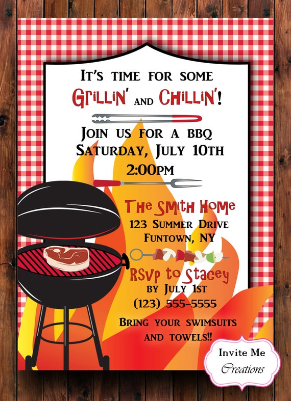 BBQ Cookout Invitation BBq Invite Barbeque Party Summer