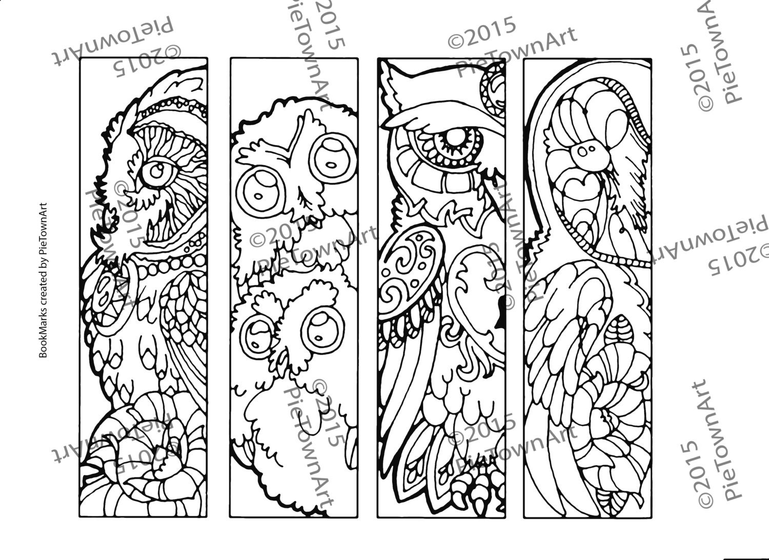 Owl Coloring Bookmarks