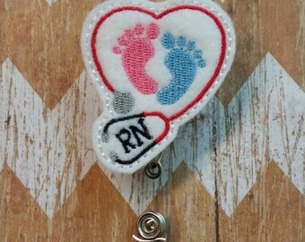 RN Badge reel, labor and delivery badge reel, Nurses retractable badge reel, swivel badge reel,ID badge reel,Labor and Delivery Nurse