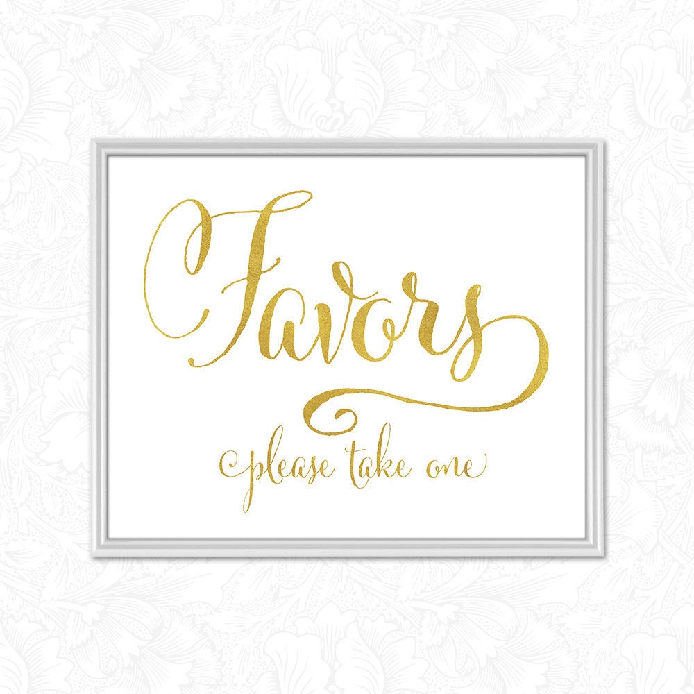 Gold Wedding Favors Sign Printable Wedding Signs by VineWedding
