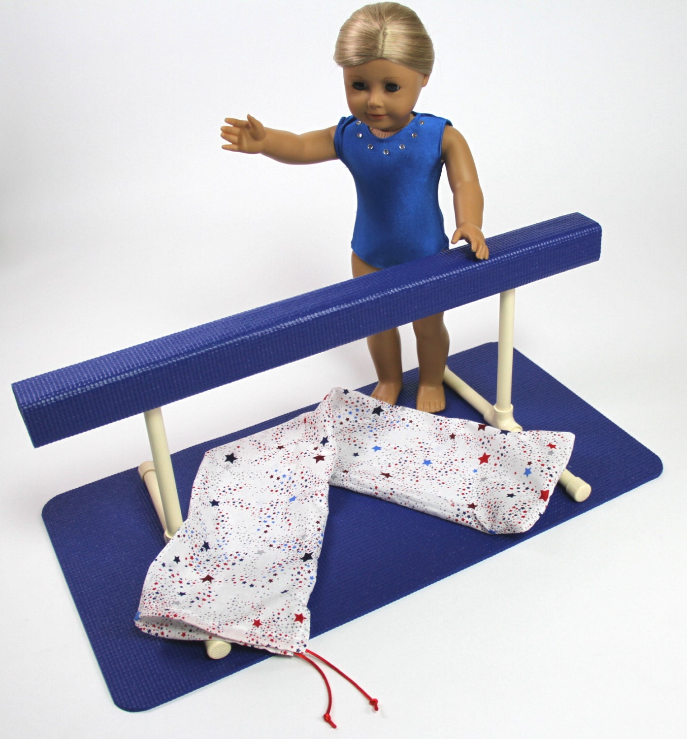 Balance Beam for American Girl Doll or 18 inch Doll with Mat