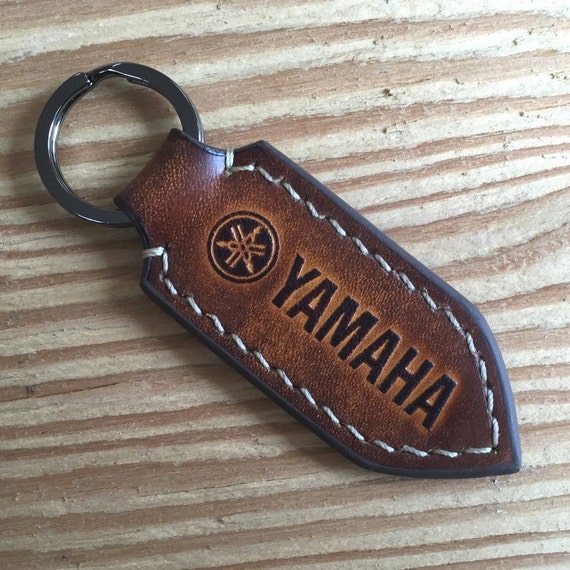 Yamaha motorcycle leather keychain.