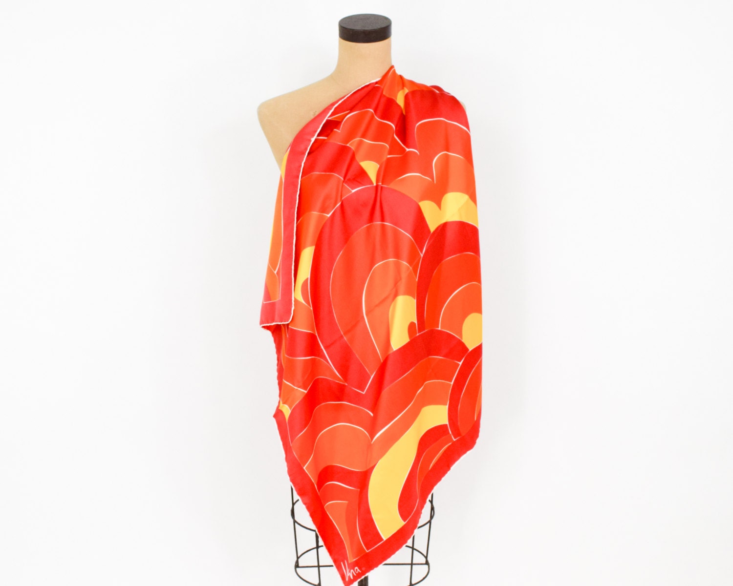 Vera Print Scarf Orange Silk Scarf Op Art Silk Scarf