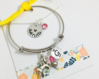 Child Unicorn Bracelet, Unicorn Bracelet and Necklace Set, Little Girls Bracelet, Young Girls Bracelet, Unicorn Gift Set, Matching