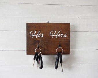 His and Hers Key Holder - Key Hooks- Entryway Organization- Farmhouse Decor- Rustic Decor- Key Organizer- Key Storage- Housewarming Gift