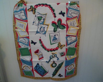 Vintage Mid Century Kitchen Tea Dish Towel Table Runner~Bark Cloth Textured~Wilendure?
